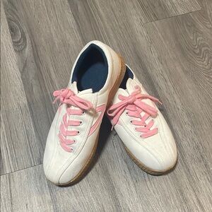 Tretorn White and Pink Retro Sneakers